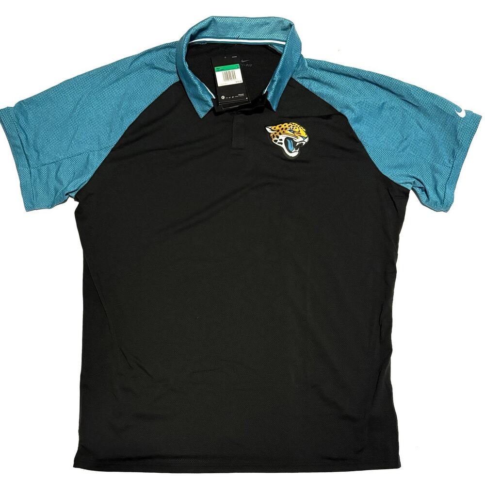 Nike Jacksonville Jaguars Football Polo Shirt Sz XL Teal Blk NWT NKBJ-066K